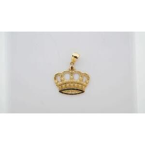 10k Yellow Gold Crown Pendant Charm Estate Sale Find